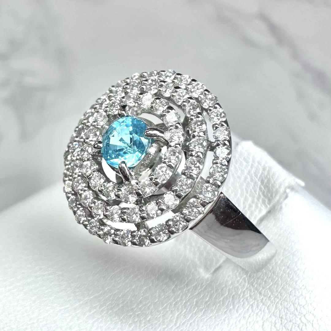 【高級】PT900 パライバトルマリン0.31ct ダイヤ0.43ctリング