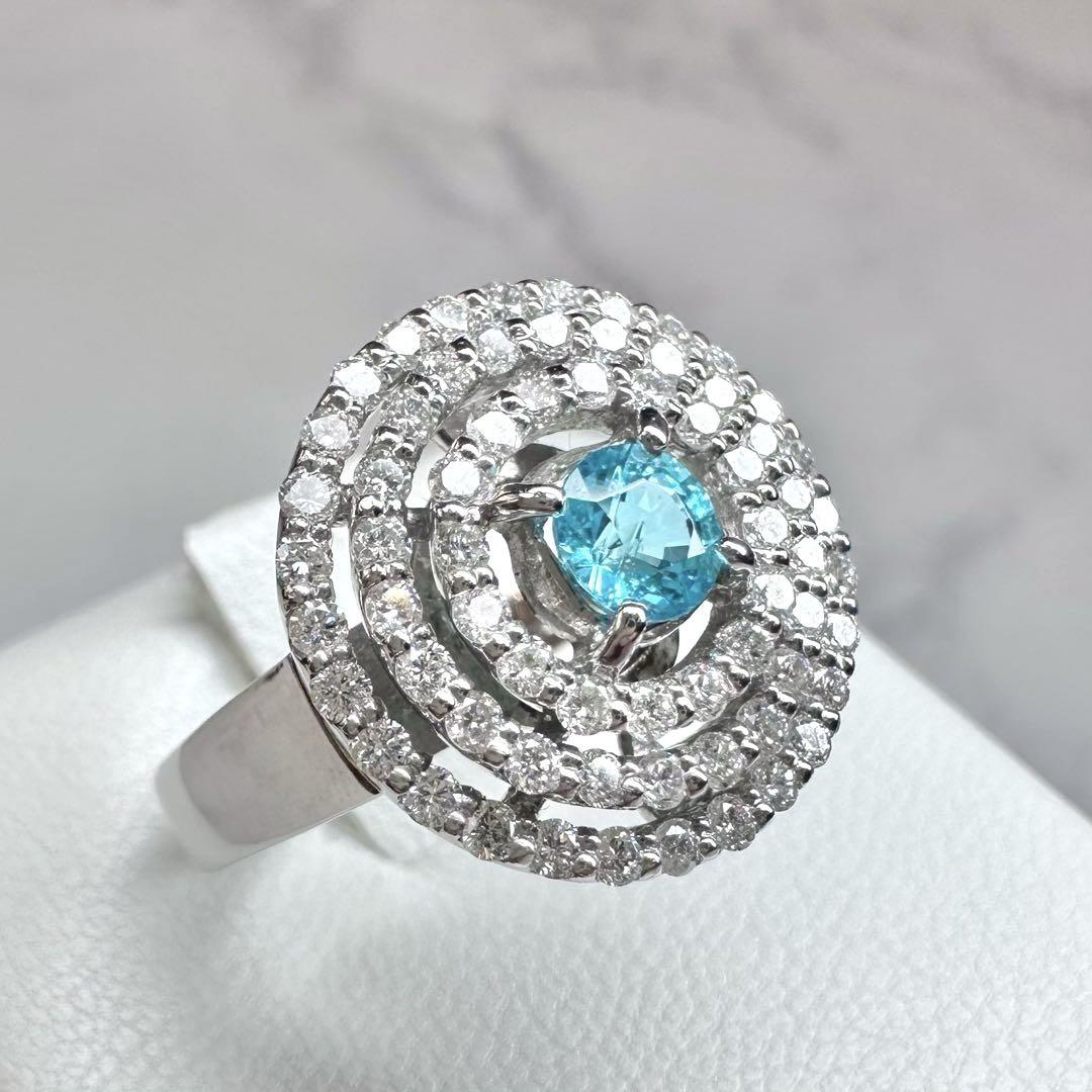 【高級】PT900 パライバトルマリン0.31ct ダイヤ0.43ctリング