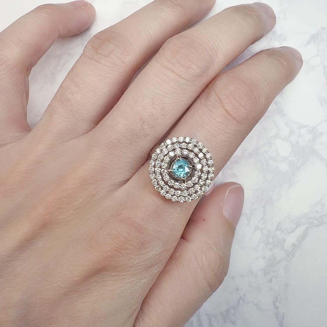 【高級】PT900 パライバトルマリン0.31ct ダイヤ0.43ctリング