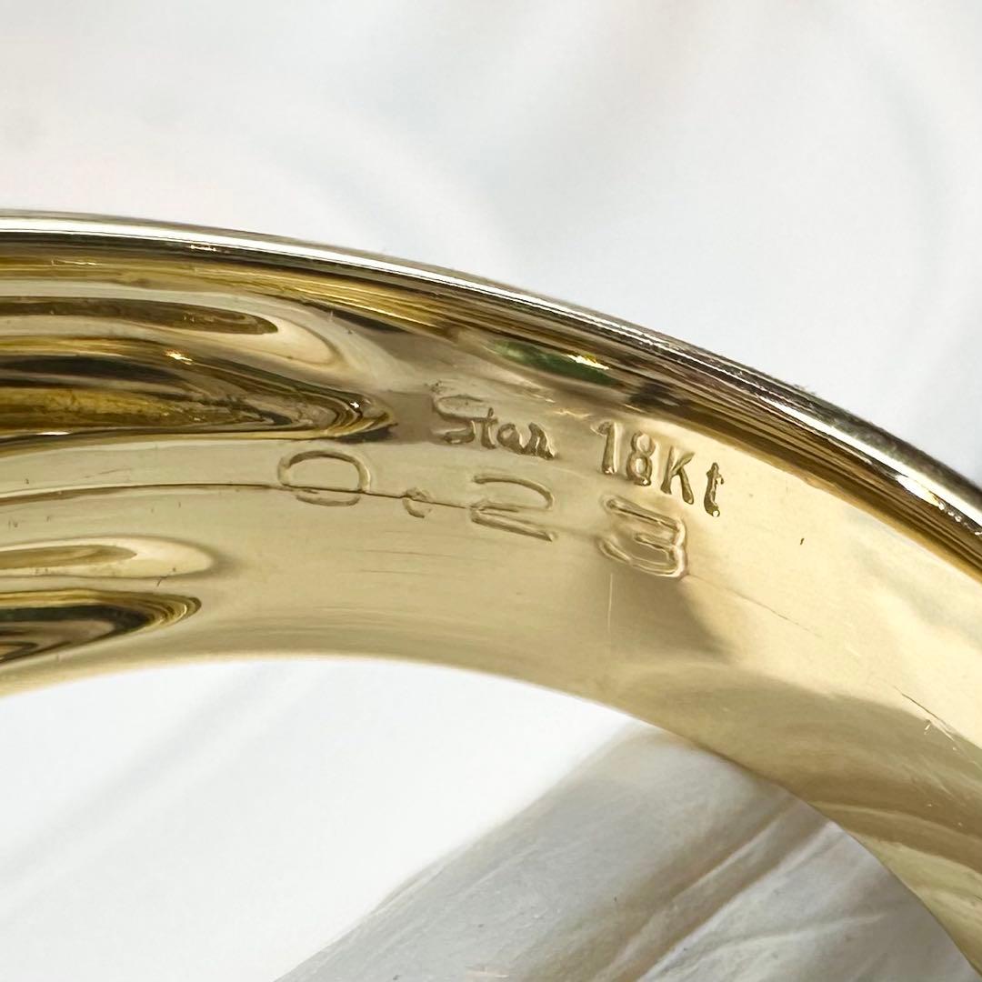 【STAR JEWELRY 】K18 エメラルド／ダイヤ リング