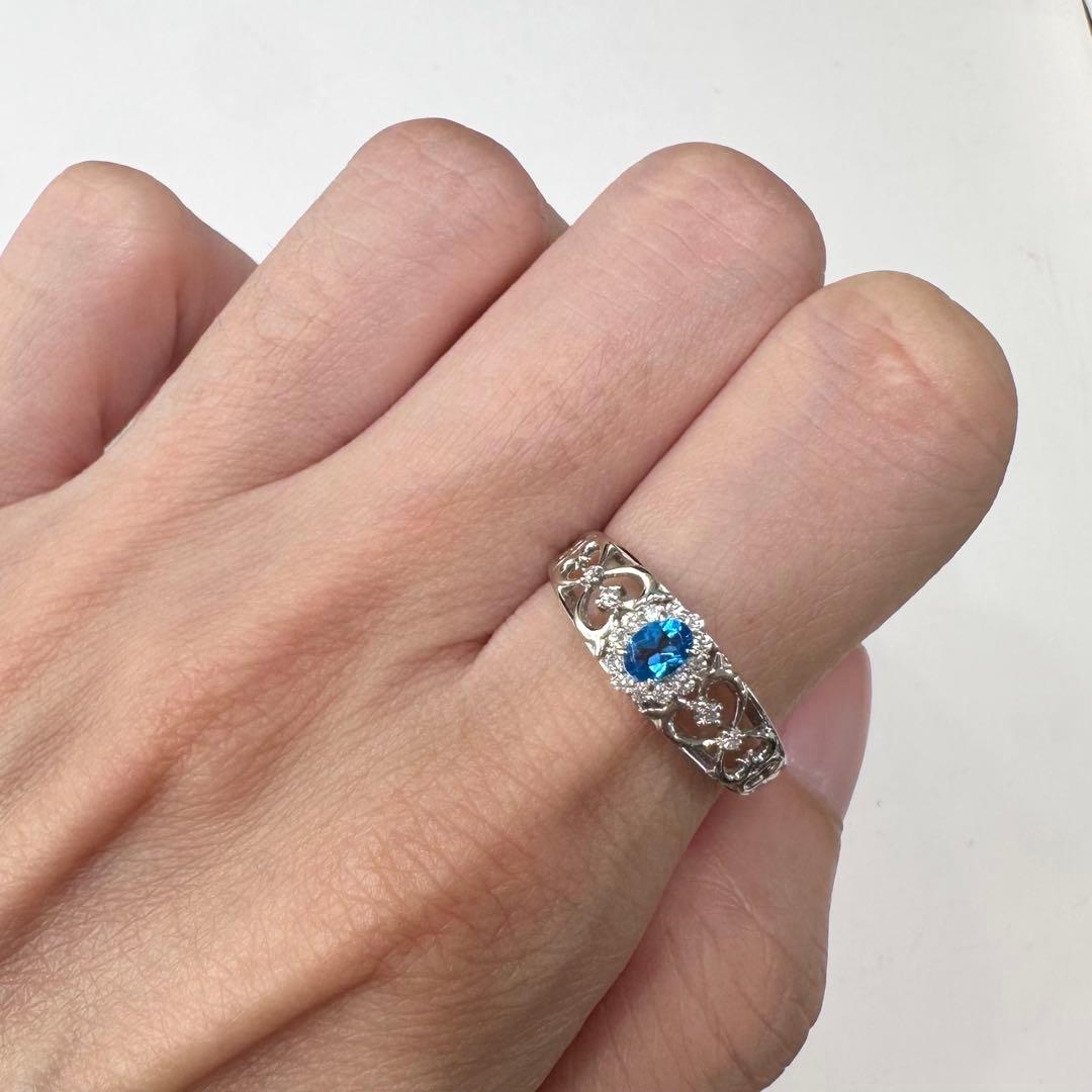 PT900 アウイナイト 0.18ct 透かし デザインリング