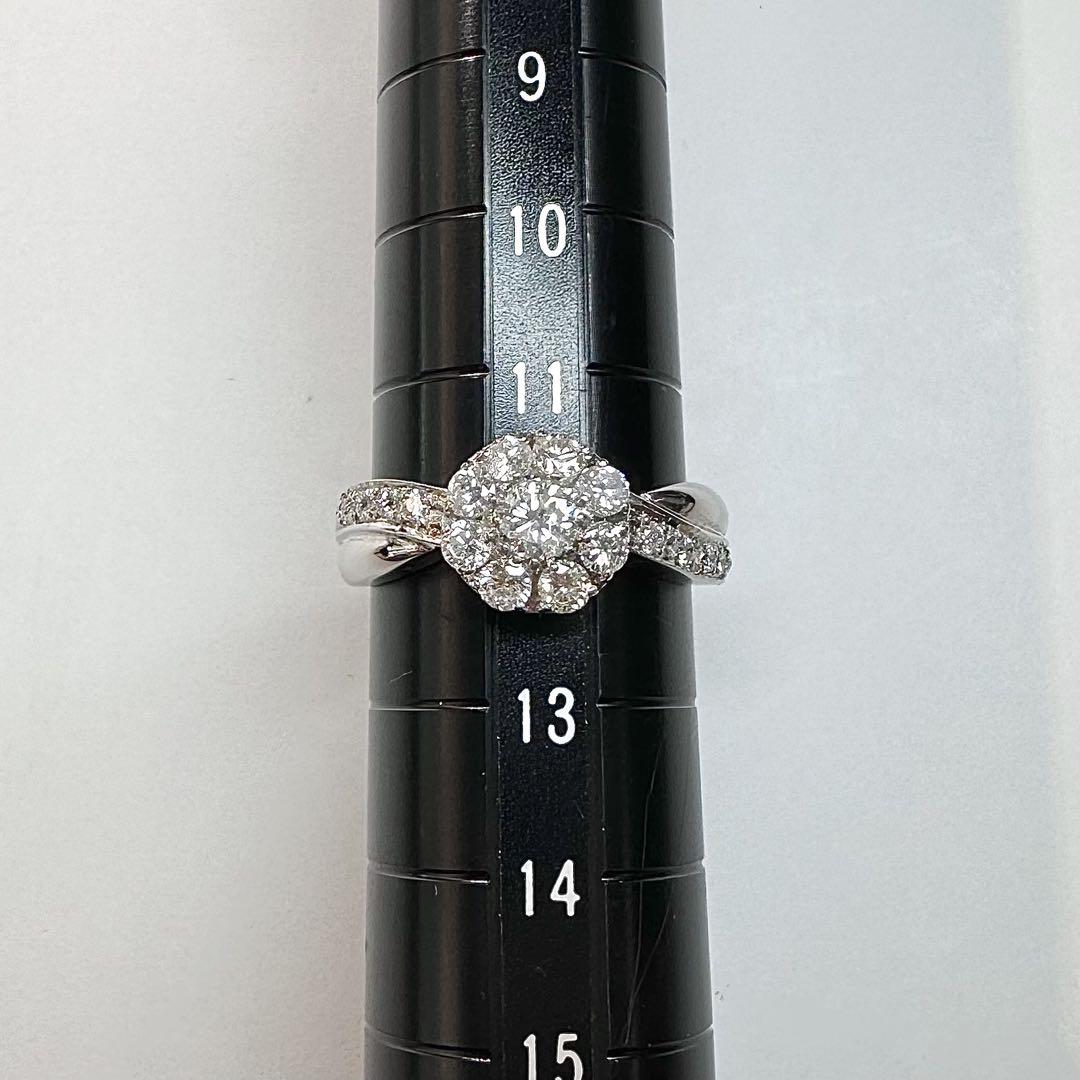 【美品】Pt900 ダイヤモンド 0.71ct フラワーデザイン リング
