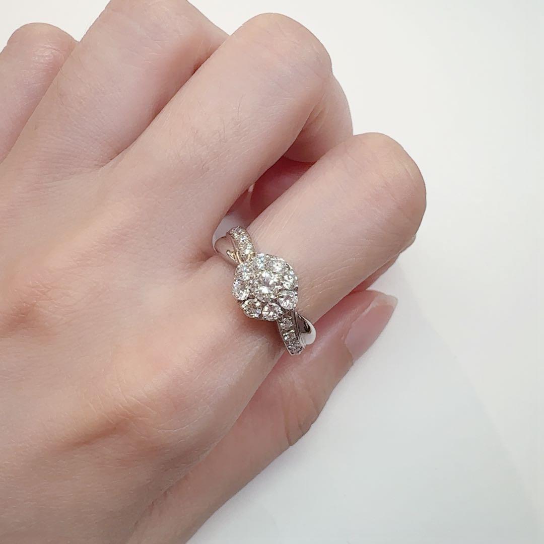 【美品】Pt900 ダイヤモンド 0.71ct フラワーデザイン リング