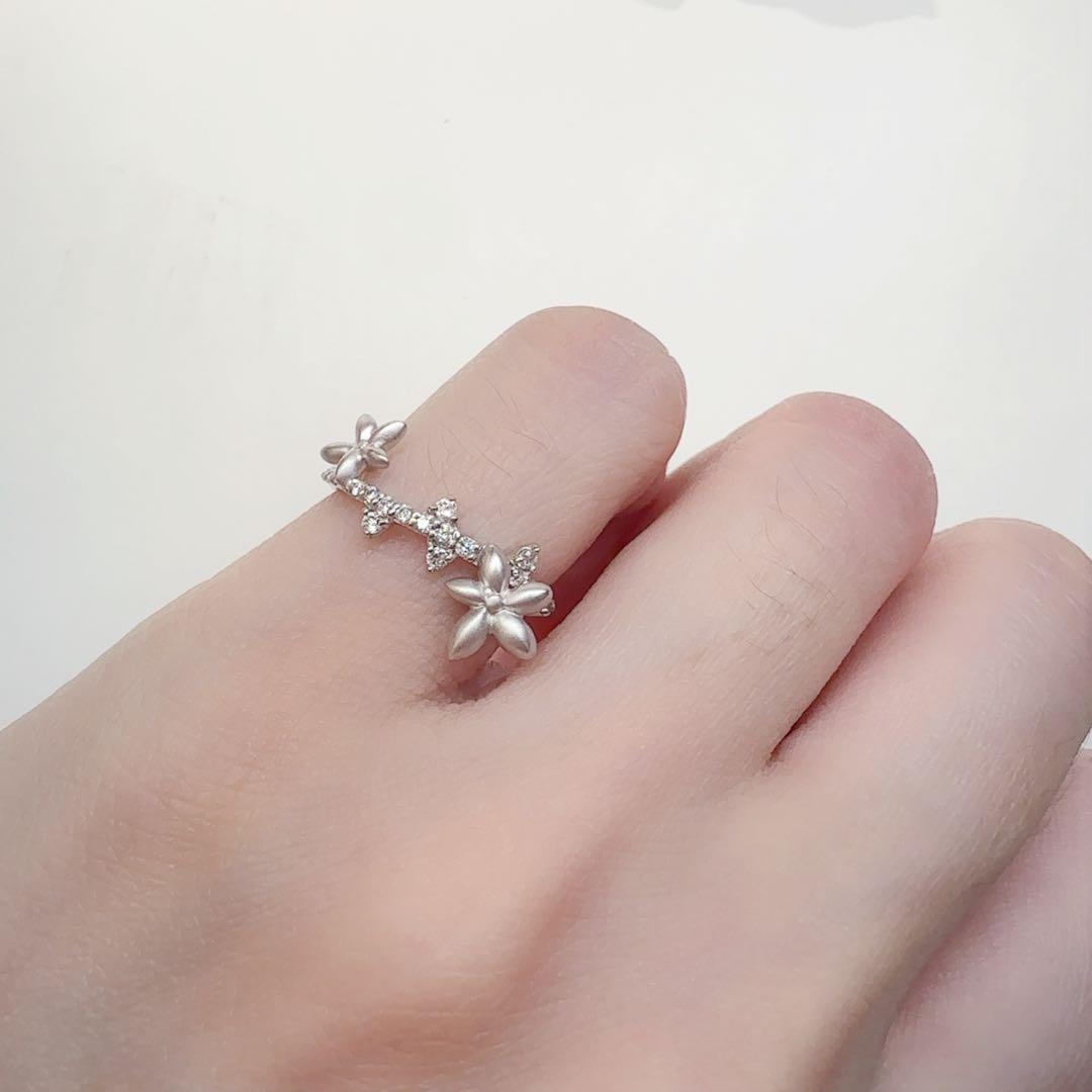 【K18 】ダイヤモンド フラワー 0.13ct リング 花デザイン