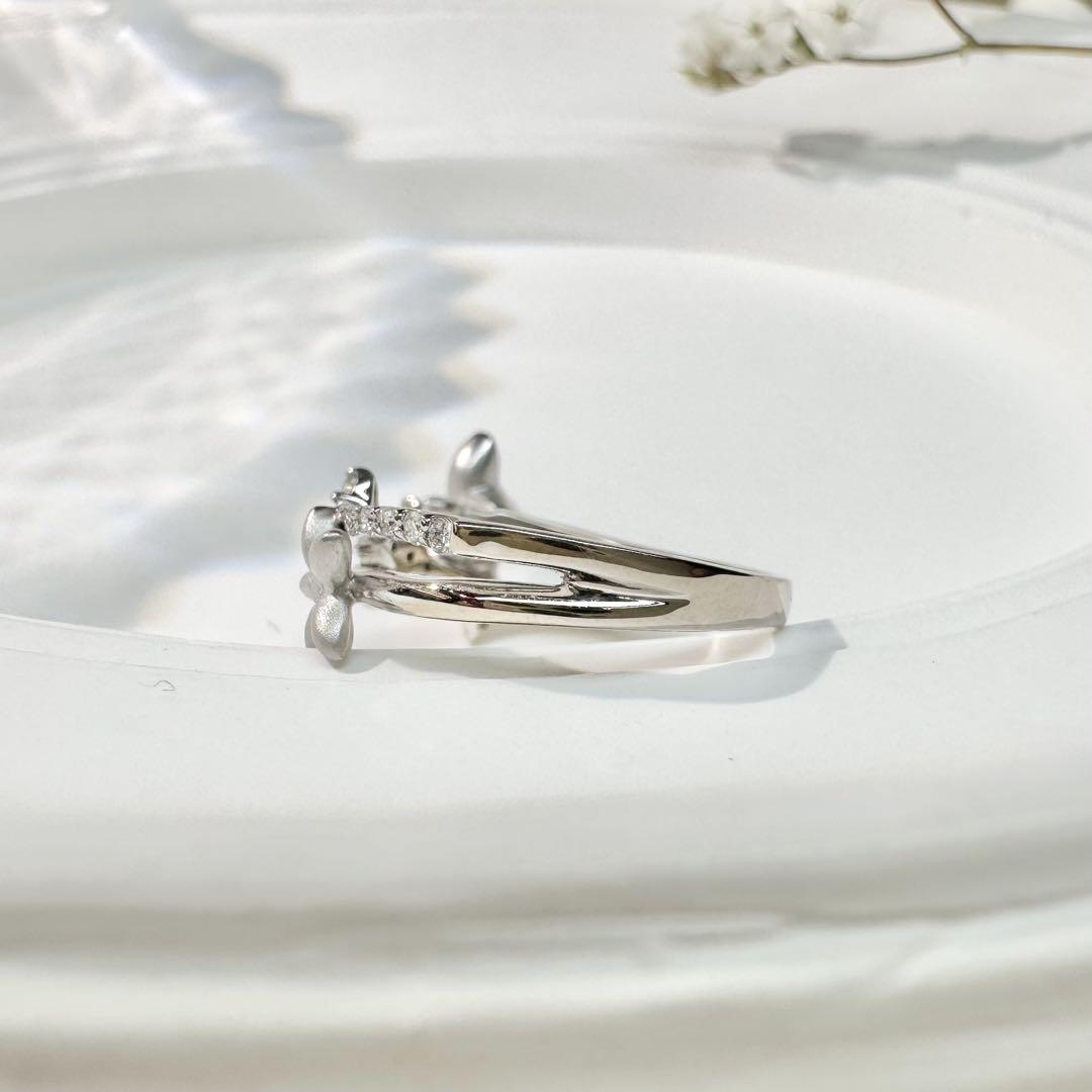 【K18 】ダイヤモンド フラワー 0.13ct リング 花デザイン