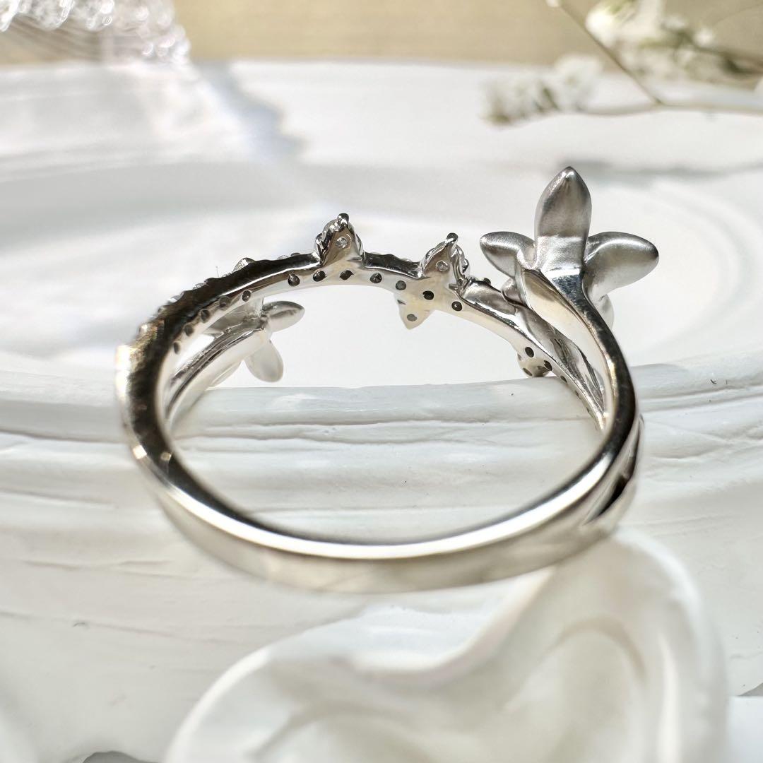 【K18 】ダイヤモンド フラワー 0.13ct リング 花デザイン