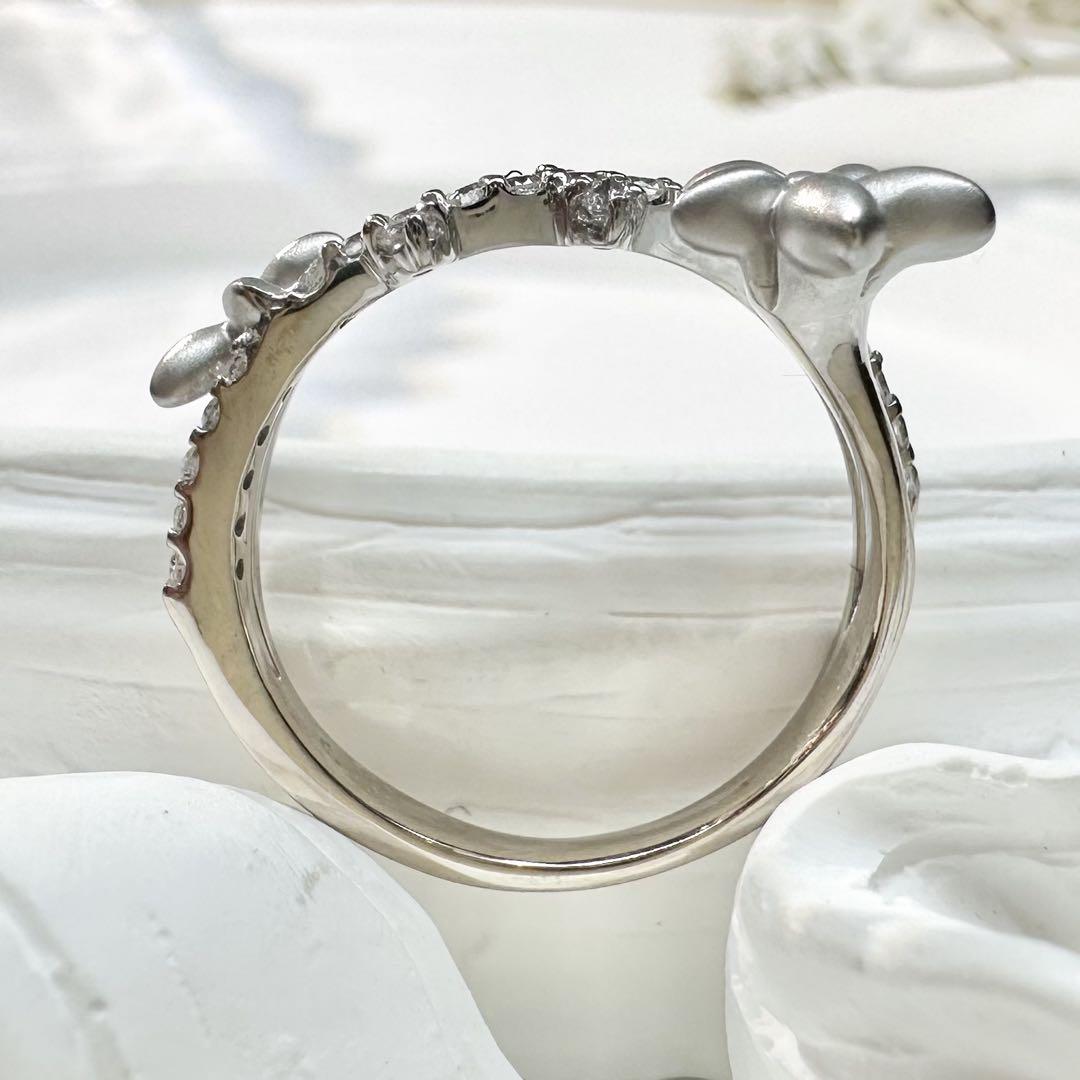 【K18 】ダイヤモンド フラワー 0.13ct リング 花デザイン