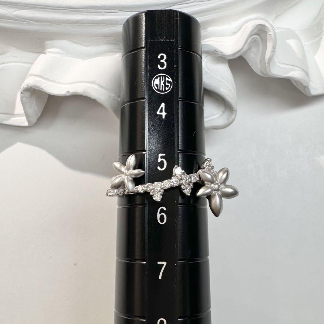【K18 】ダイヤモンド フラワー 0.13ct リング 花デザイン