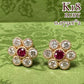 K18 ルビー0.075ct×2 ダイヤモンド 花モチーフピアス
