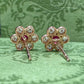 K18 ルビー0.075ct×2 ダイヤモンド 花モチーフピアス