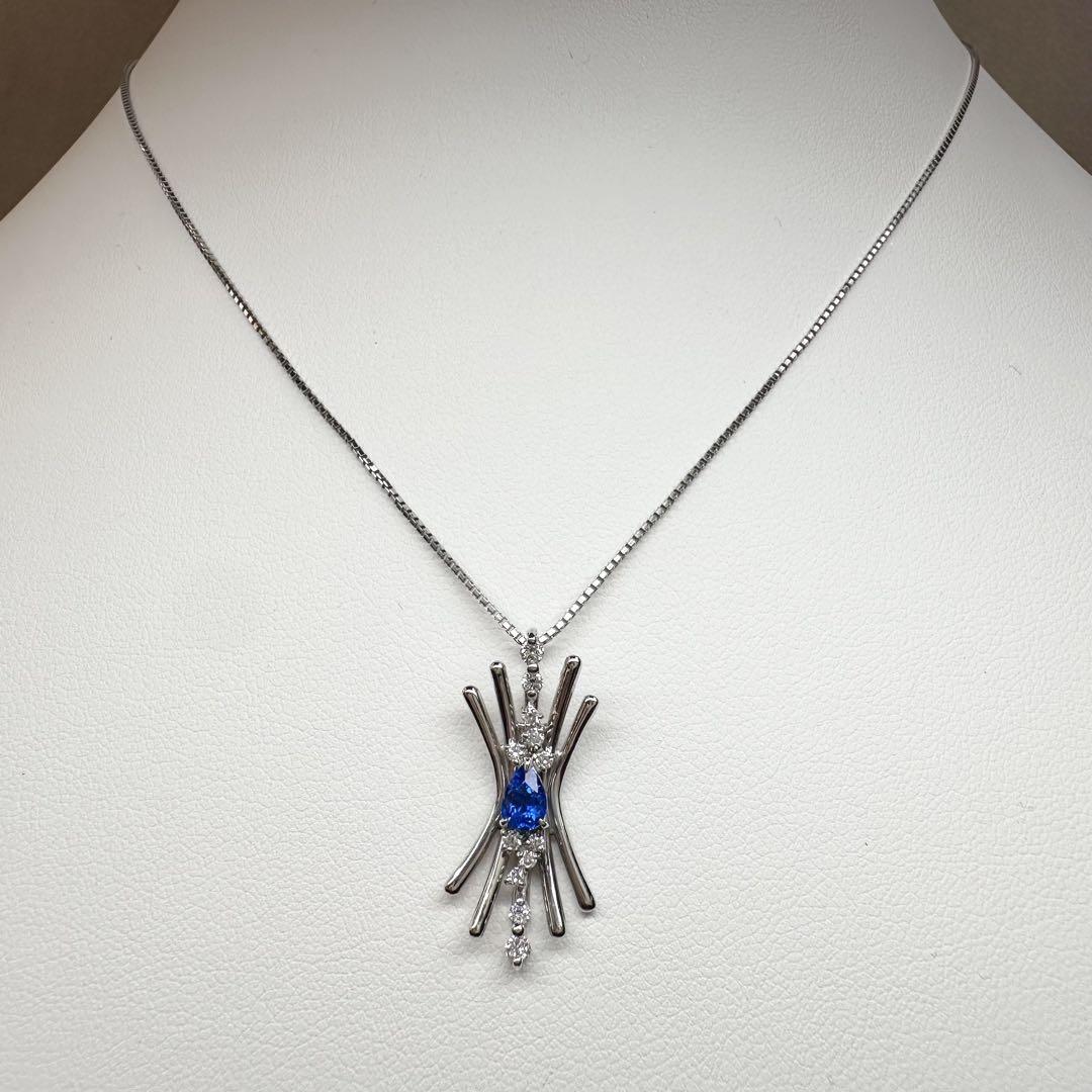 【美品】PT900/850 ハウイナイト 0.22ct ダイヤ ネックレス