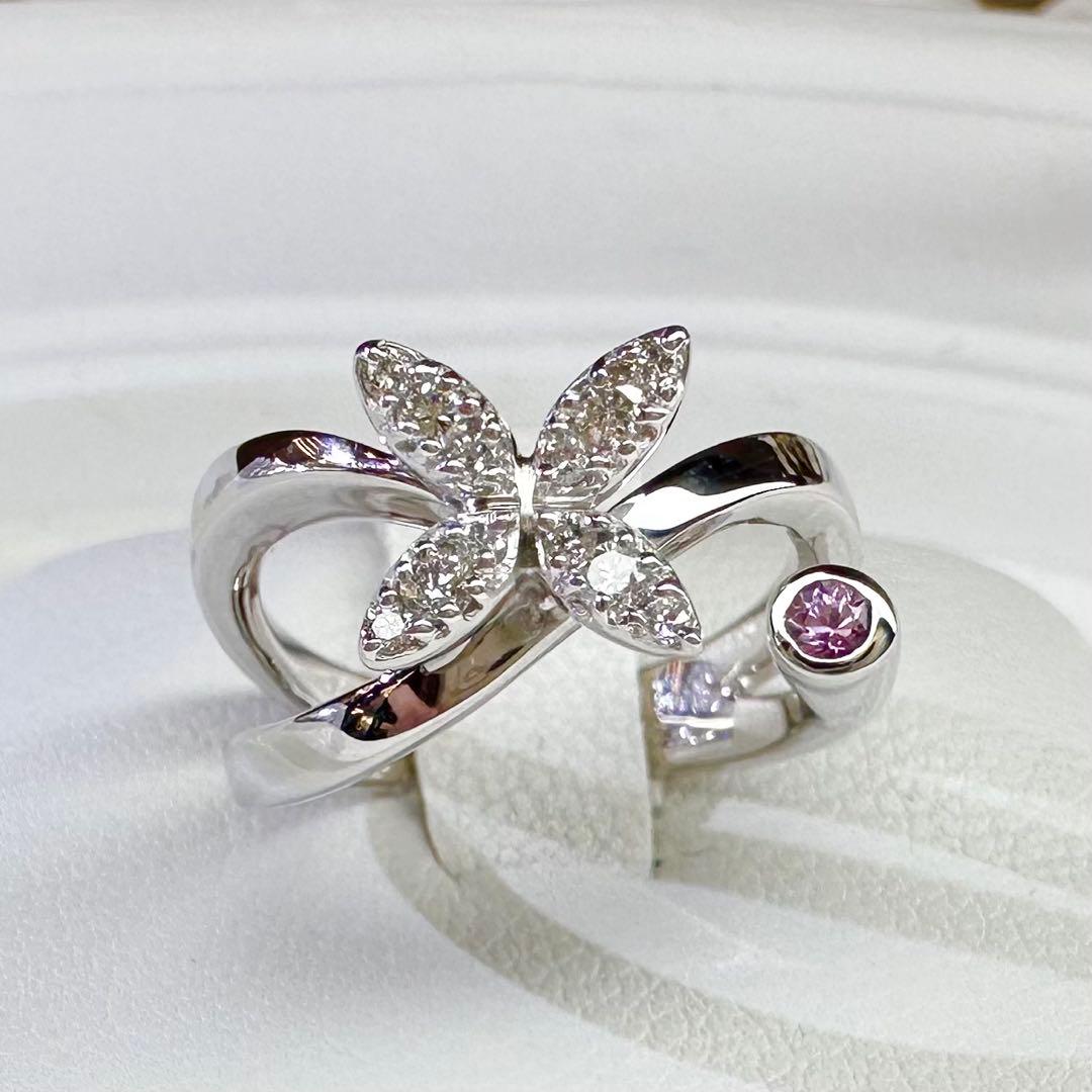 【K18】ピンクサファイア 0.05ct フラワー リング