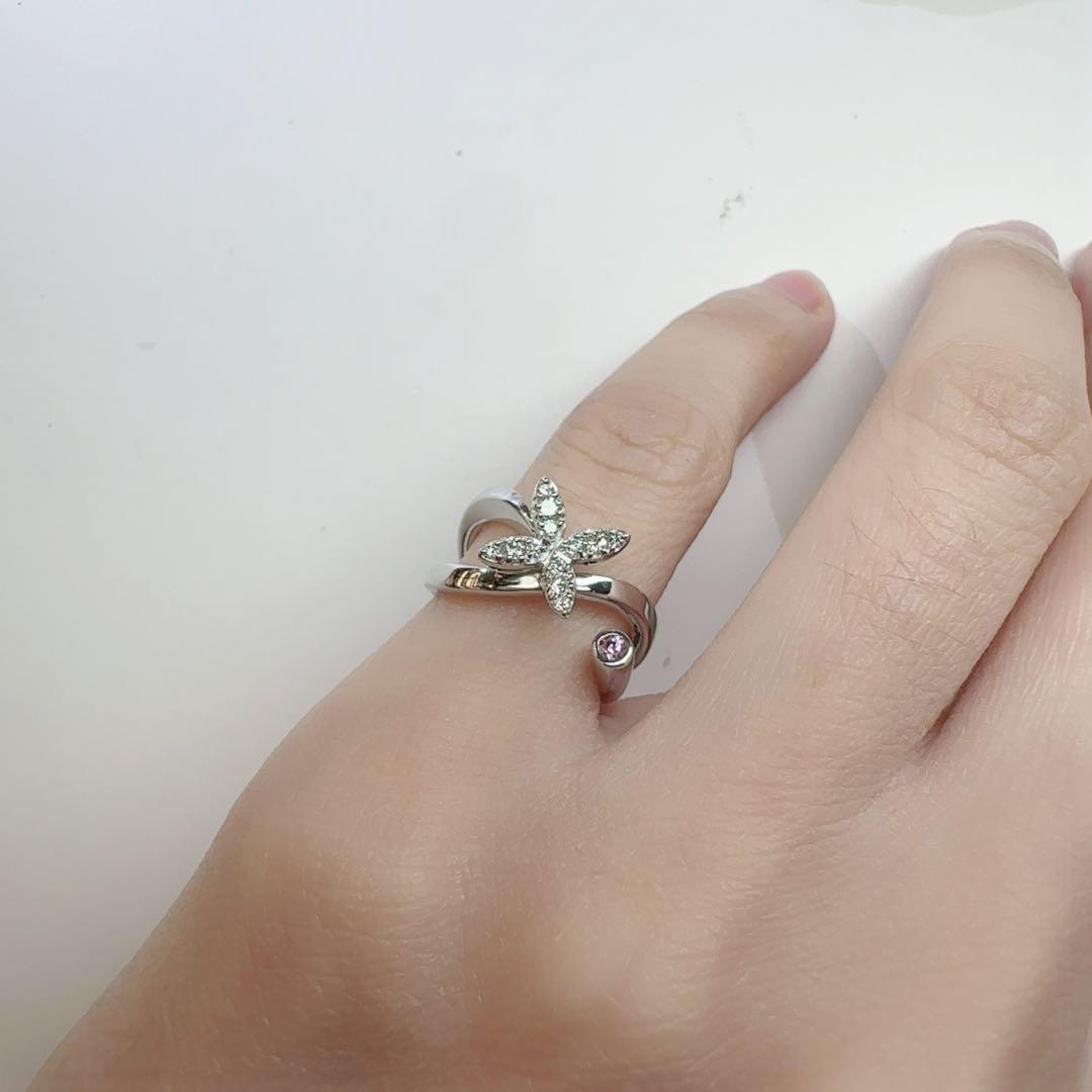 【K18】ピンクサファイア 0.05ct フラワー リング