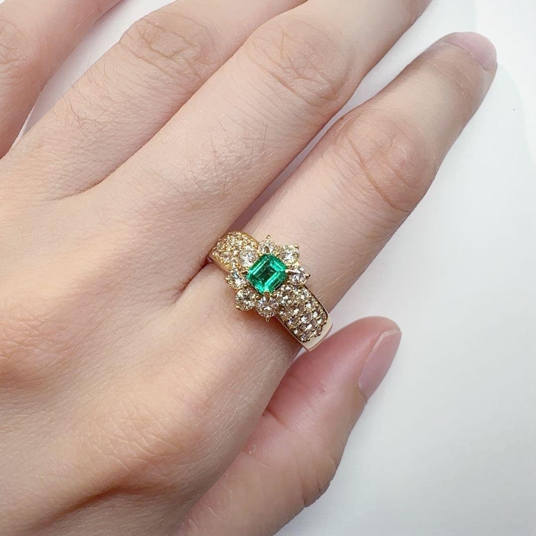 【K18YG】エメラルド 0.28ct リング デザイン