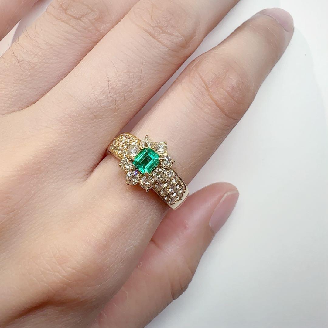 【K18YG】エメラルド 0.28ct リング デザイン