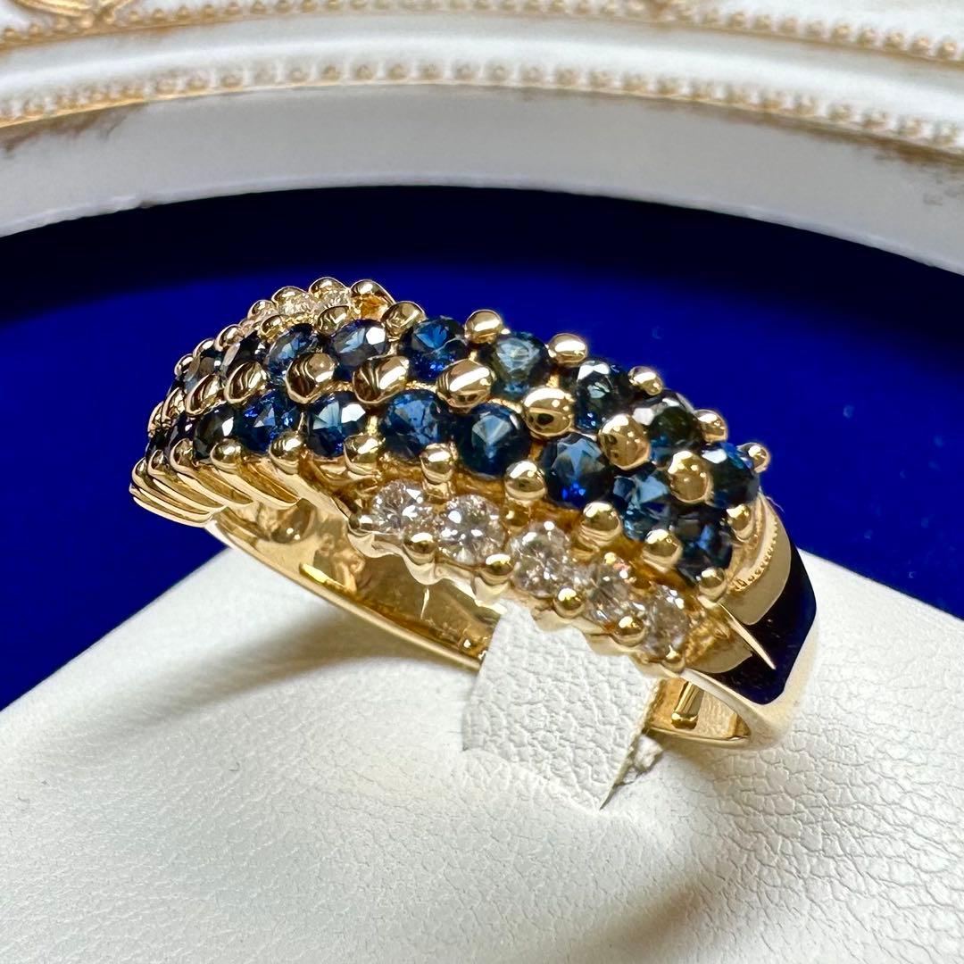 K18 サファイア 1.21ct ダイヤモンド リング