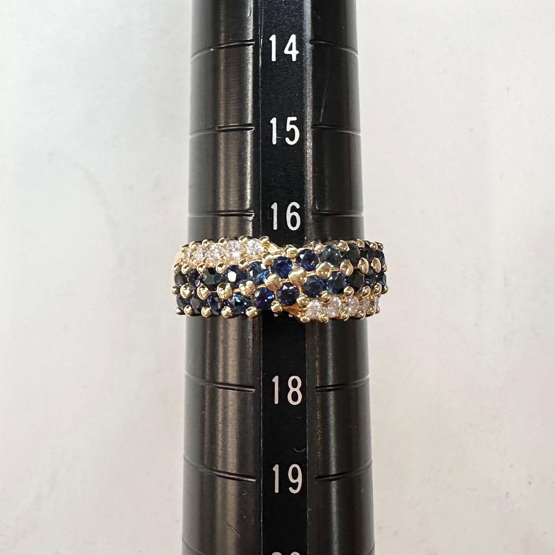 K18 サファイア 1.21ct ダイヤモンド リング