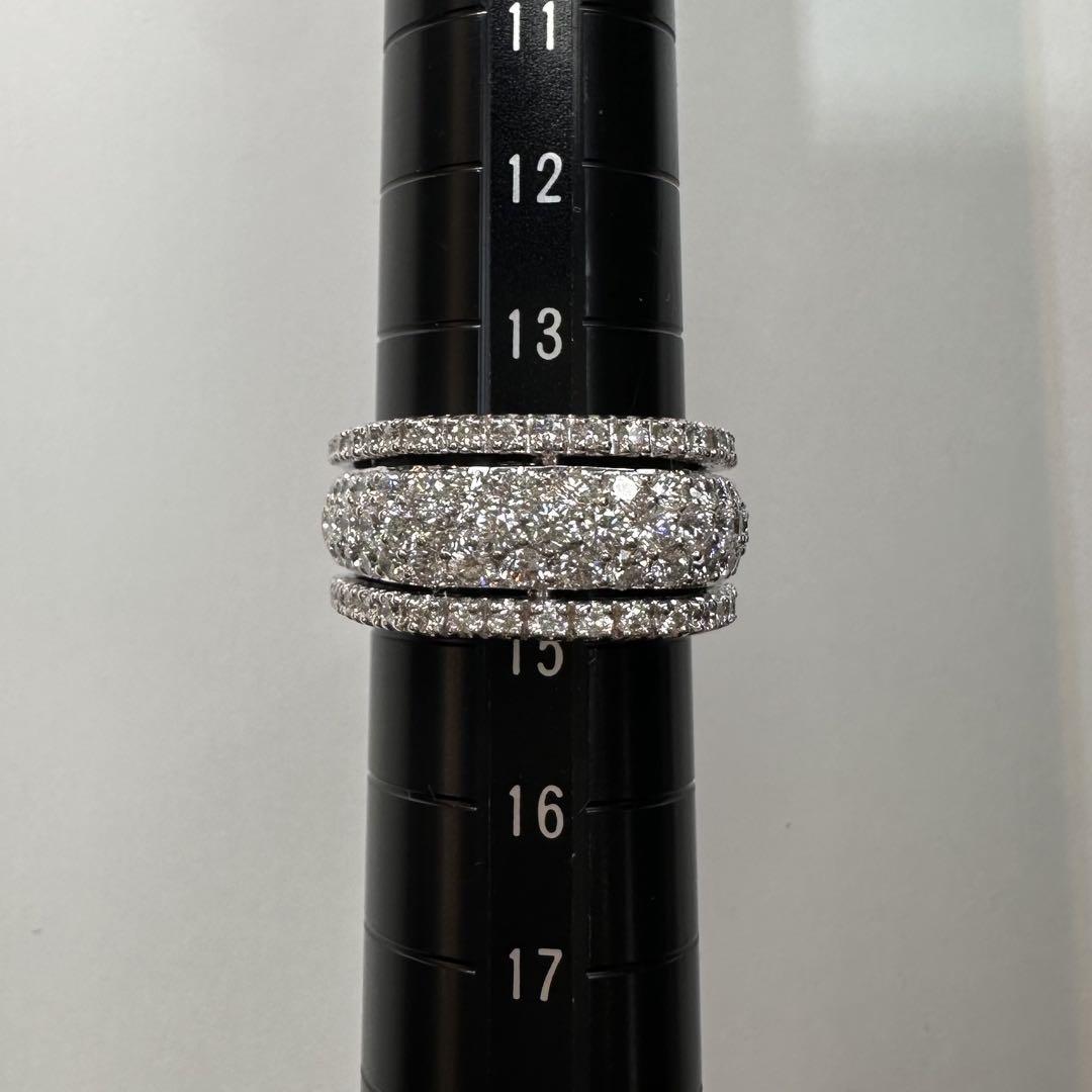 【K18】ダイヤモンド 2.10ct デザイン リング　キラキラ　重ね　太め
