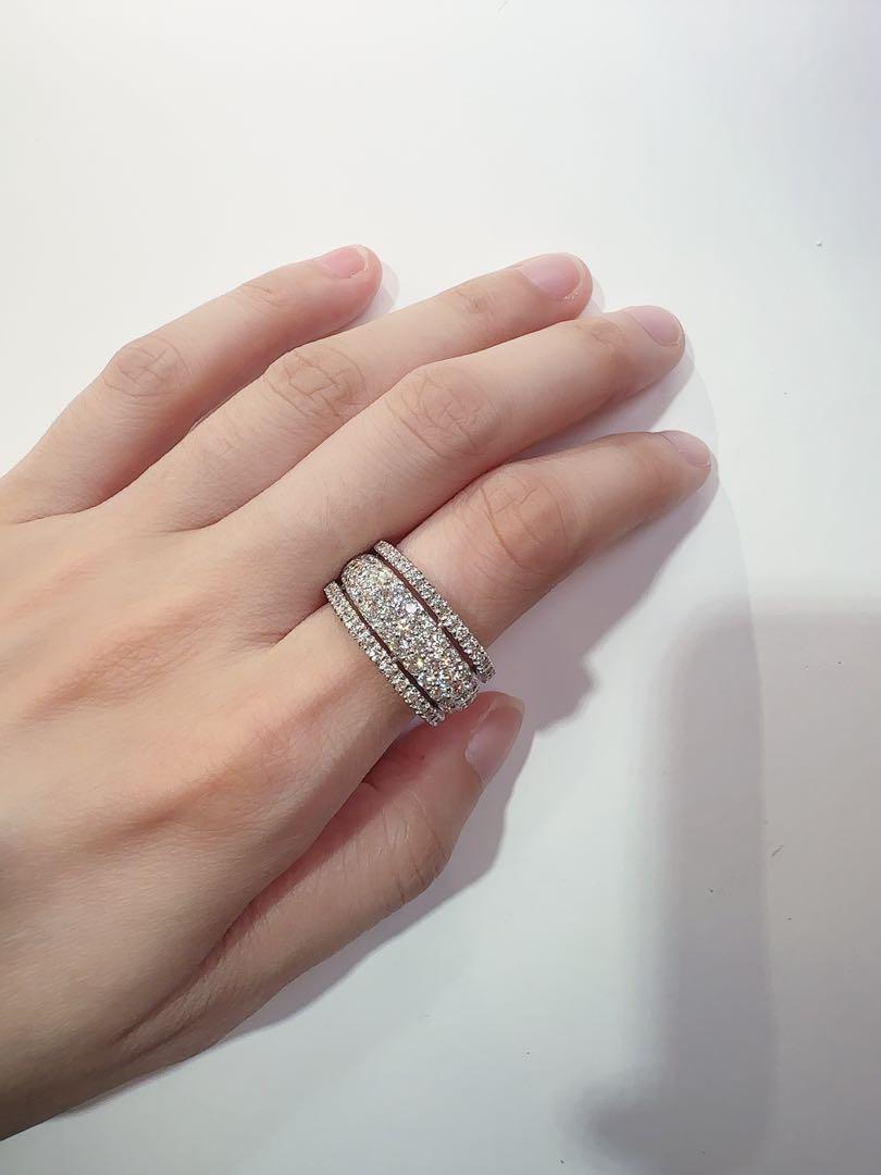 【K18】ダイヤモンド 2.10ct デザイン リング　キラキラ　重ね　太め