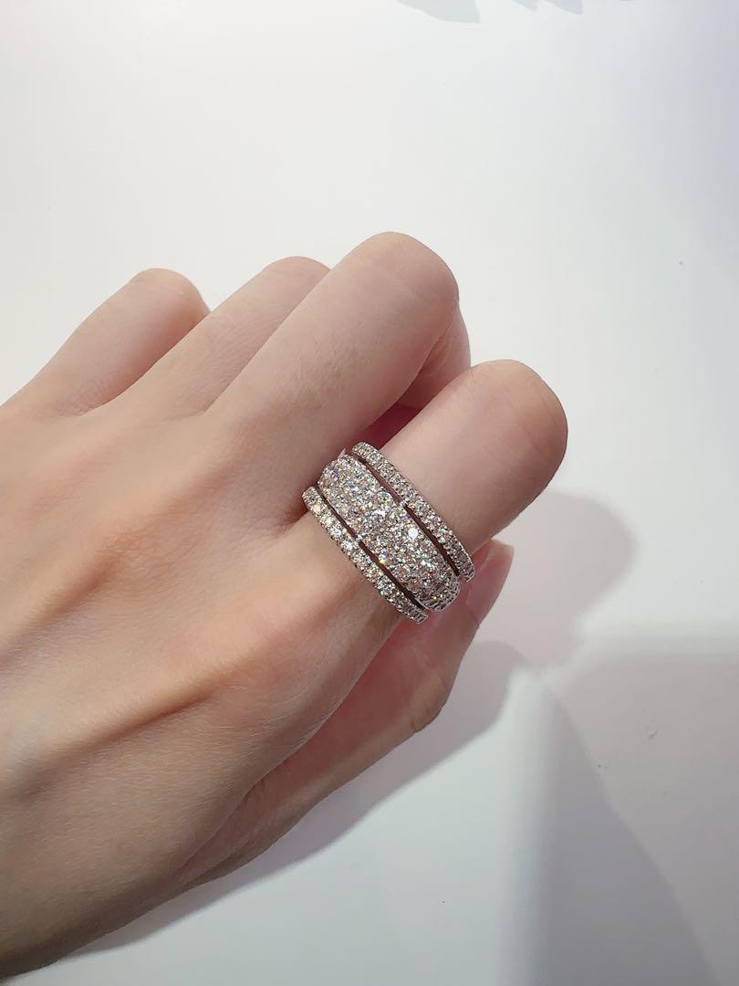 【K18】ダイヤモンド 2.10ct デザイン リング　キラキラ　重ね　太め