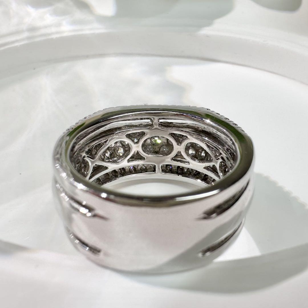 【K18】ダイヤモンド 2.10ct デザイン リング　キラキラ　重ね　太め