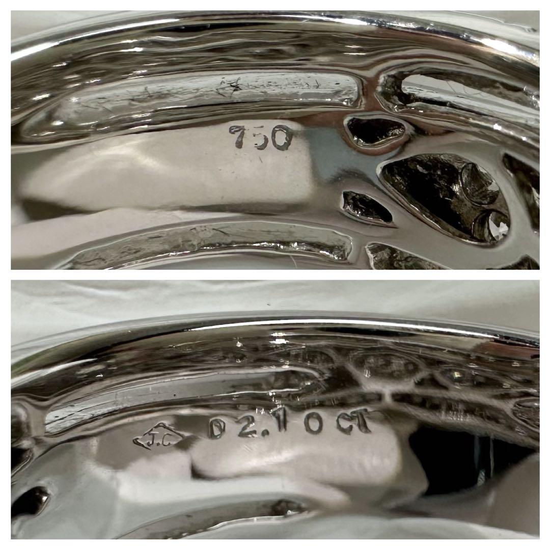 【K18】ダイヤモンド 2.10ct デザイン リング　キラキラ　重ね　太め