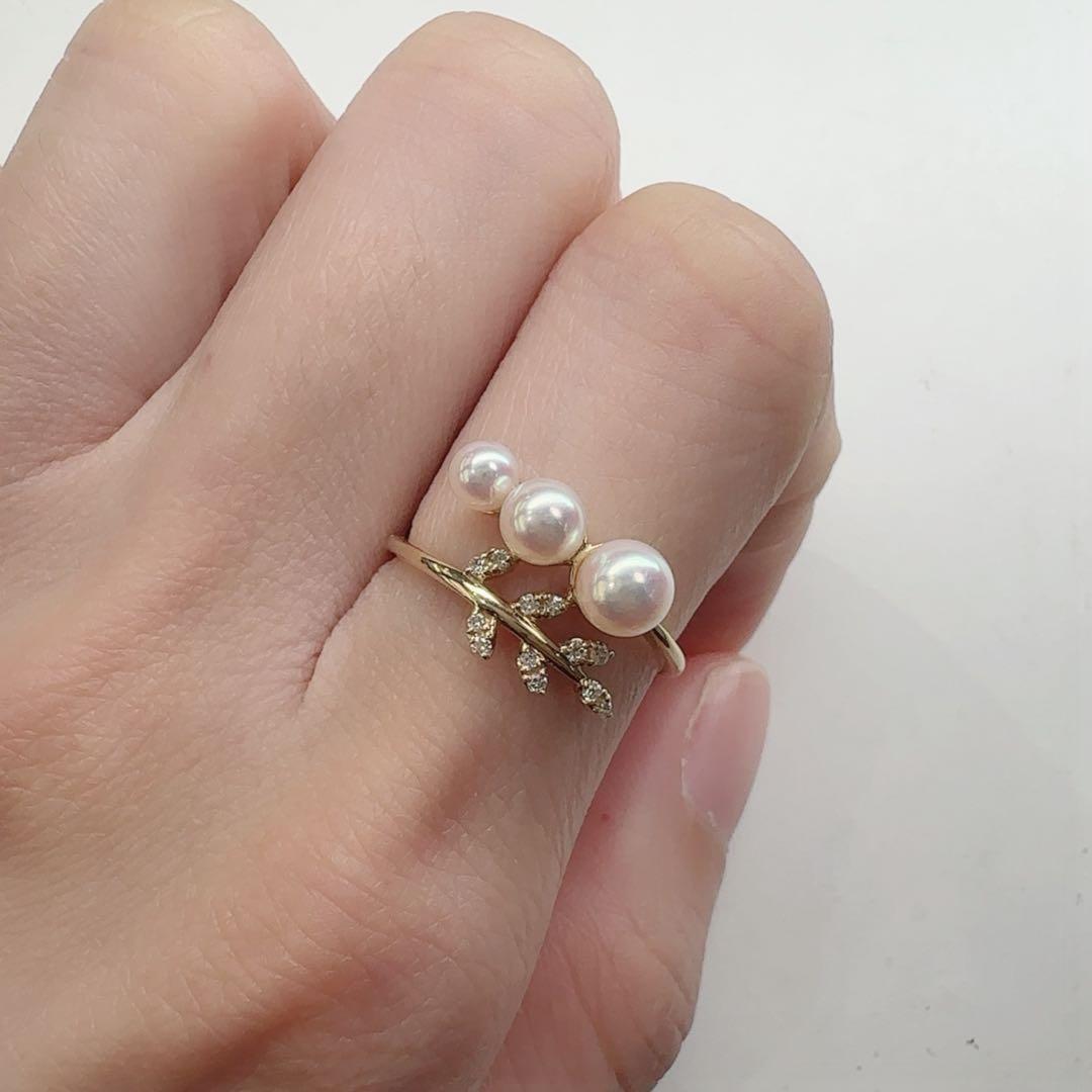【K18】アコヤ真珠 3.5-4.5mm リング