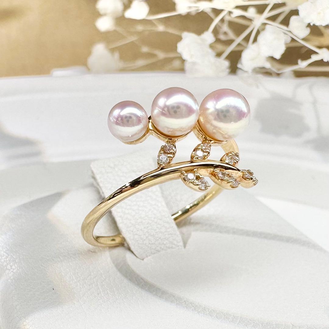 【K18】アコヤ真珠 3.5-4.5mm リング