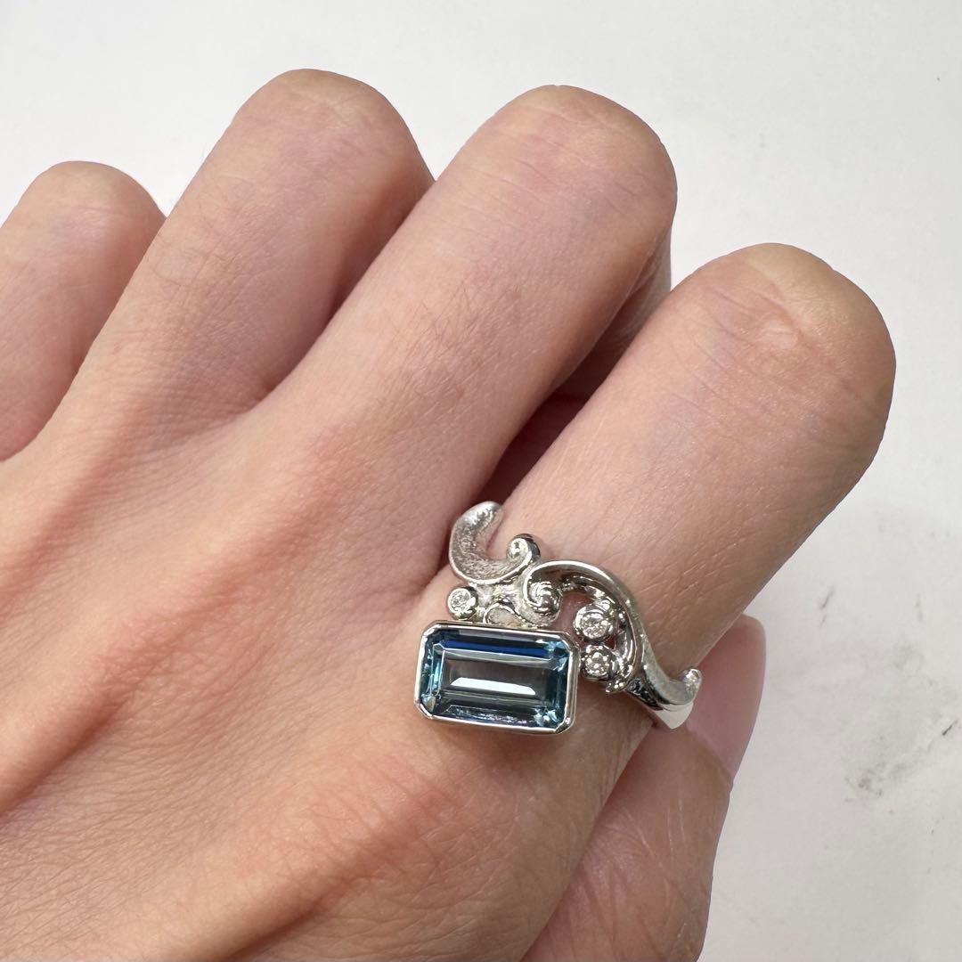 PT900 アクアマリン デザインリング 1.65ct