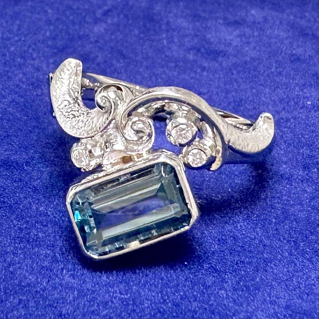 PT900 アクアマリン デザインリング 1.65ct