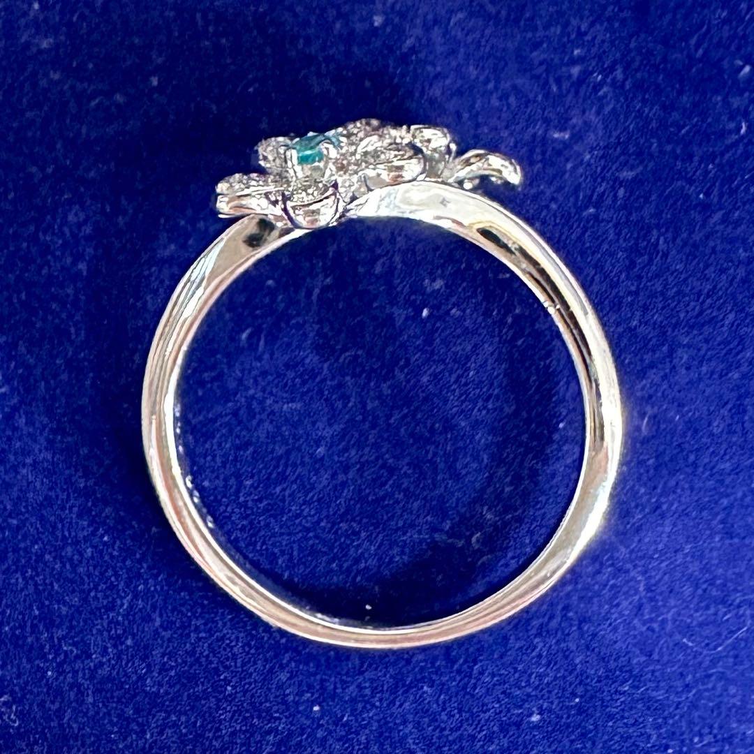 K18 パライバトルマリン0.07ct ダイヤモンドリング フラワー 希少石
