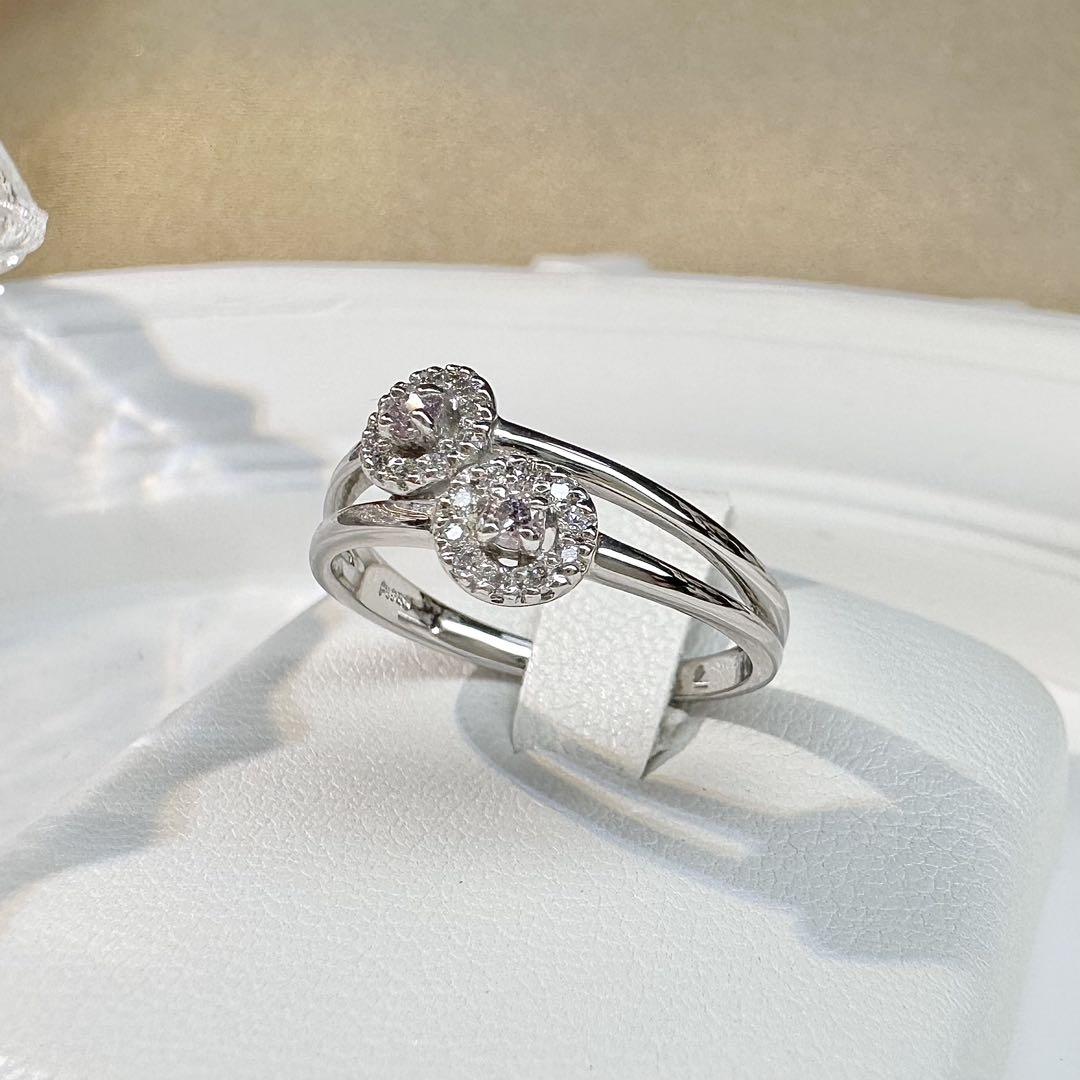 【美品】PT950 ダイヤモンド 0.06/0.09ct リング ツインデザイン