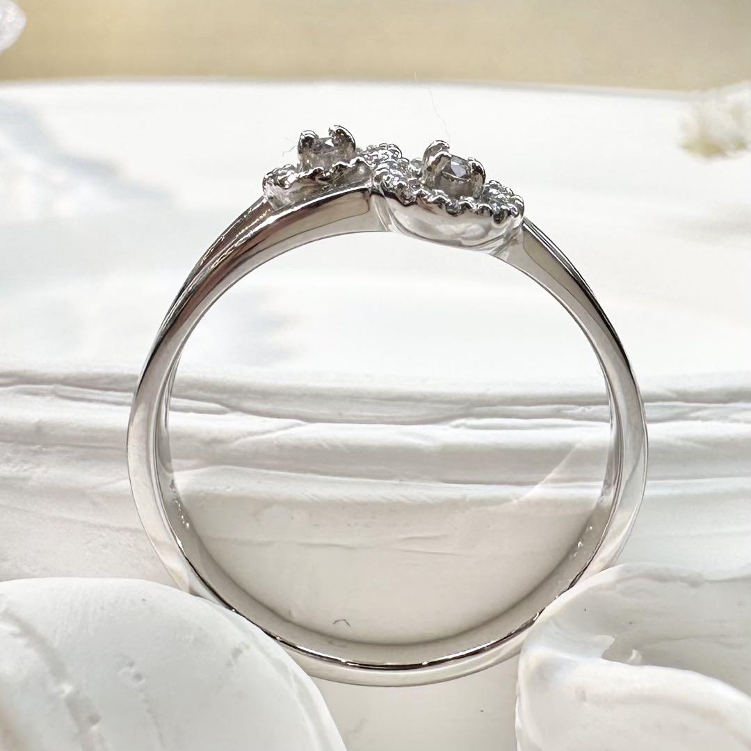 【美品】PT950 ダイヤモンド 0.06/0.09ct リング ツインデザイン