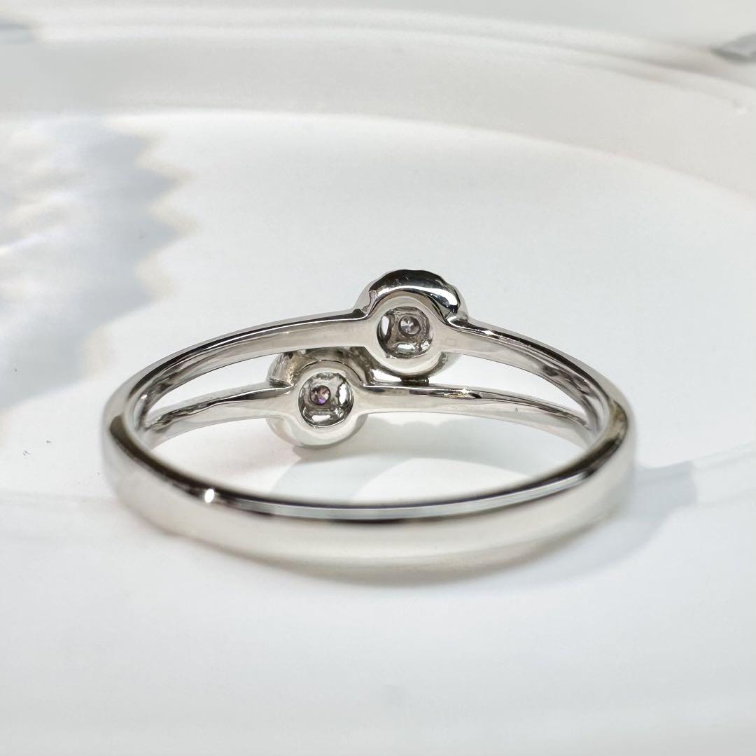 【美品】PT950 ダイヤモンド 0.06/0.09ct リング ツインデザイン