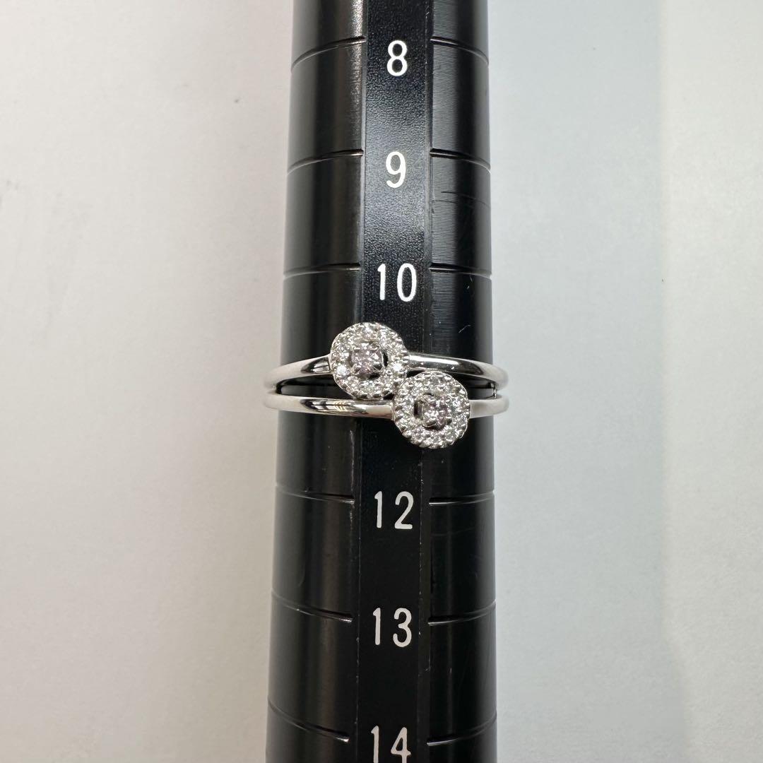 【美品】PT950 ダイヤモンド 0.06/0.09ct リング ツインデザイン