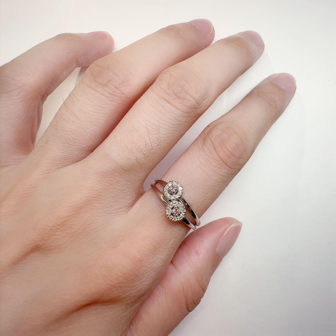 【美品】PT950 ダイヤモンド 0.06/0.09ct リング ツインデザイン