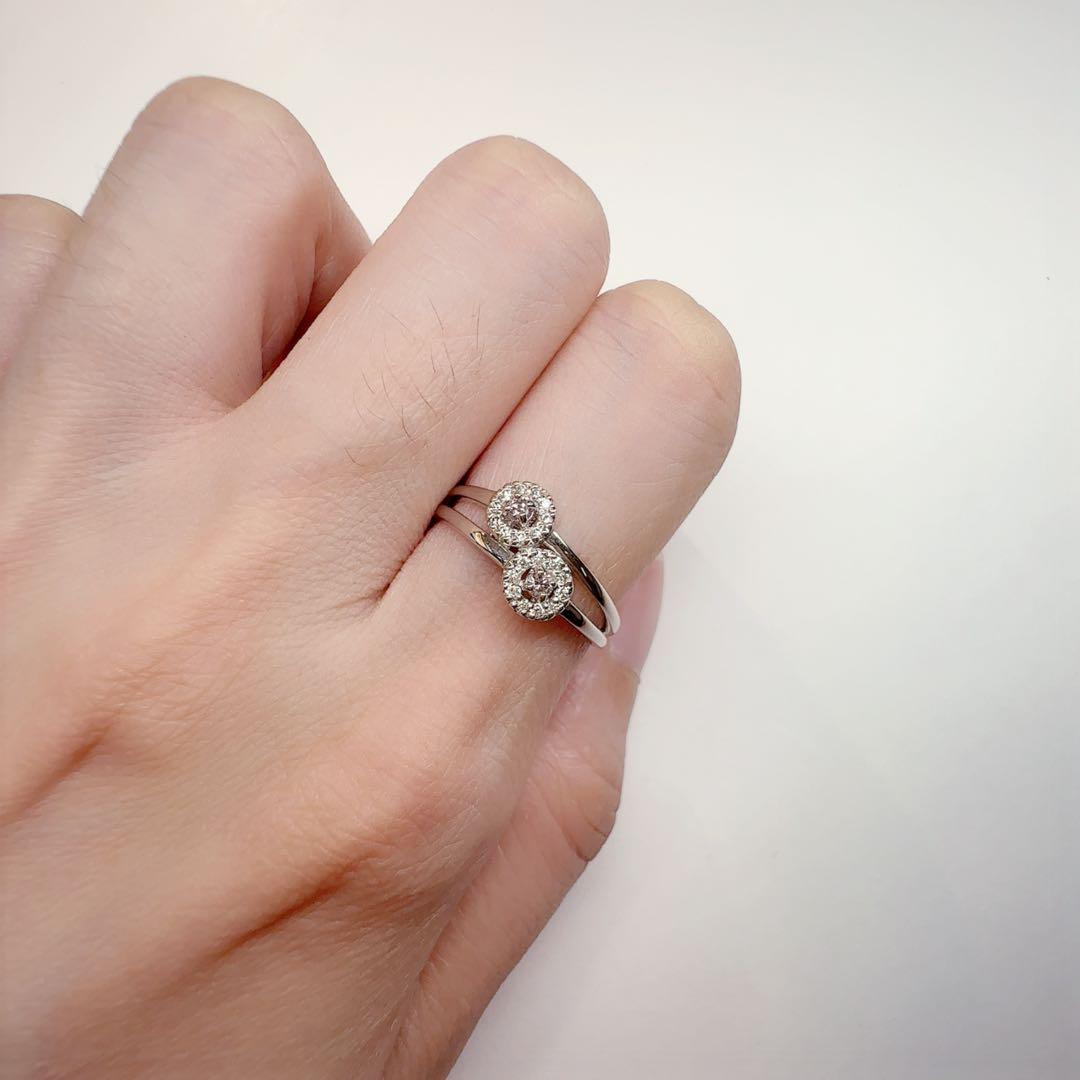 【美品】PT950 ダイヤモンド 0.06/0.09ct リング ツインデザイン