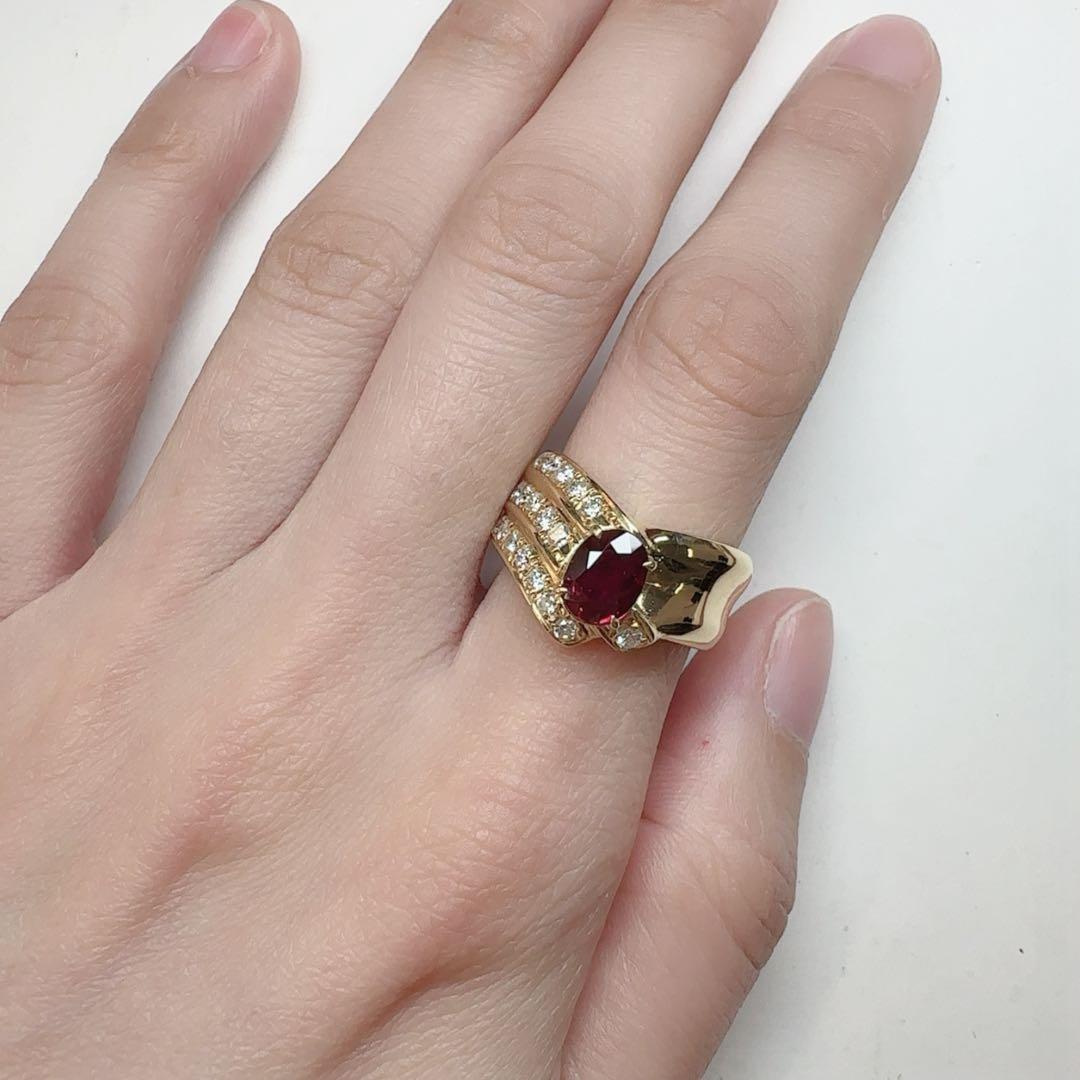 【K18】ルビー 1.116ct リング