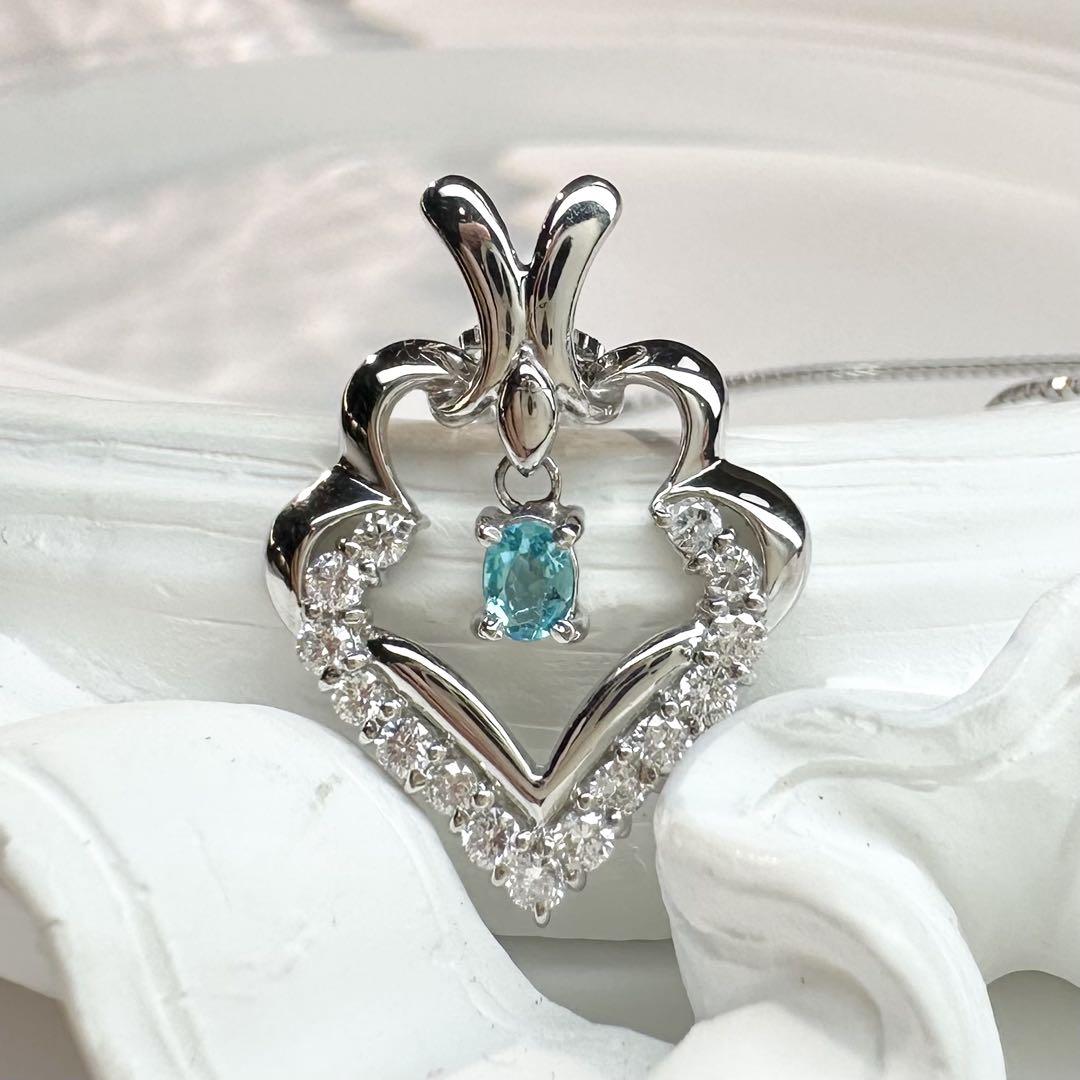 【美品】PT900 パライバトルマリン 0.10ct ネックレス