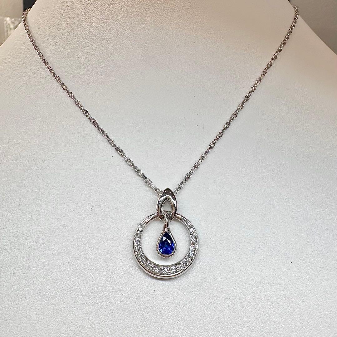 【美品】PT900 サファイア 0.59ct ダイヤ ネックレス