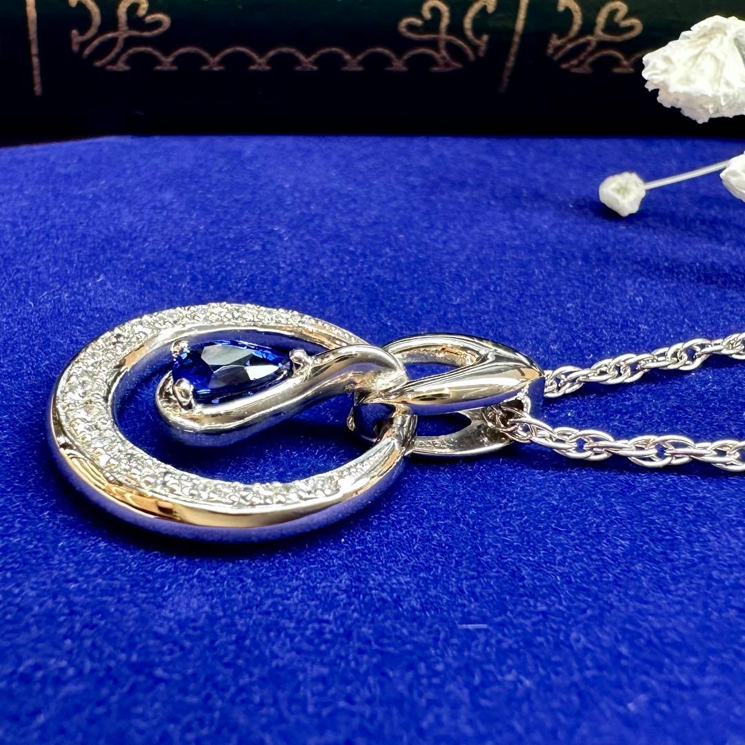 【美品】PT900 サファイア 0.59ct ダイヤ ネックレス