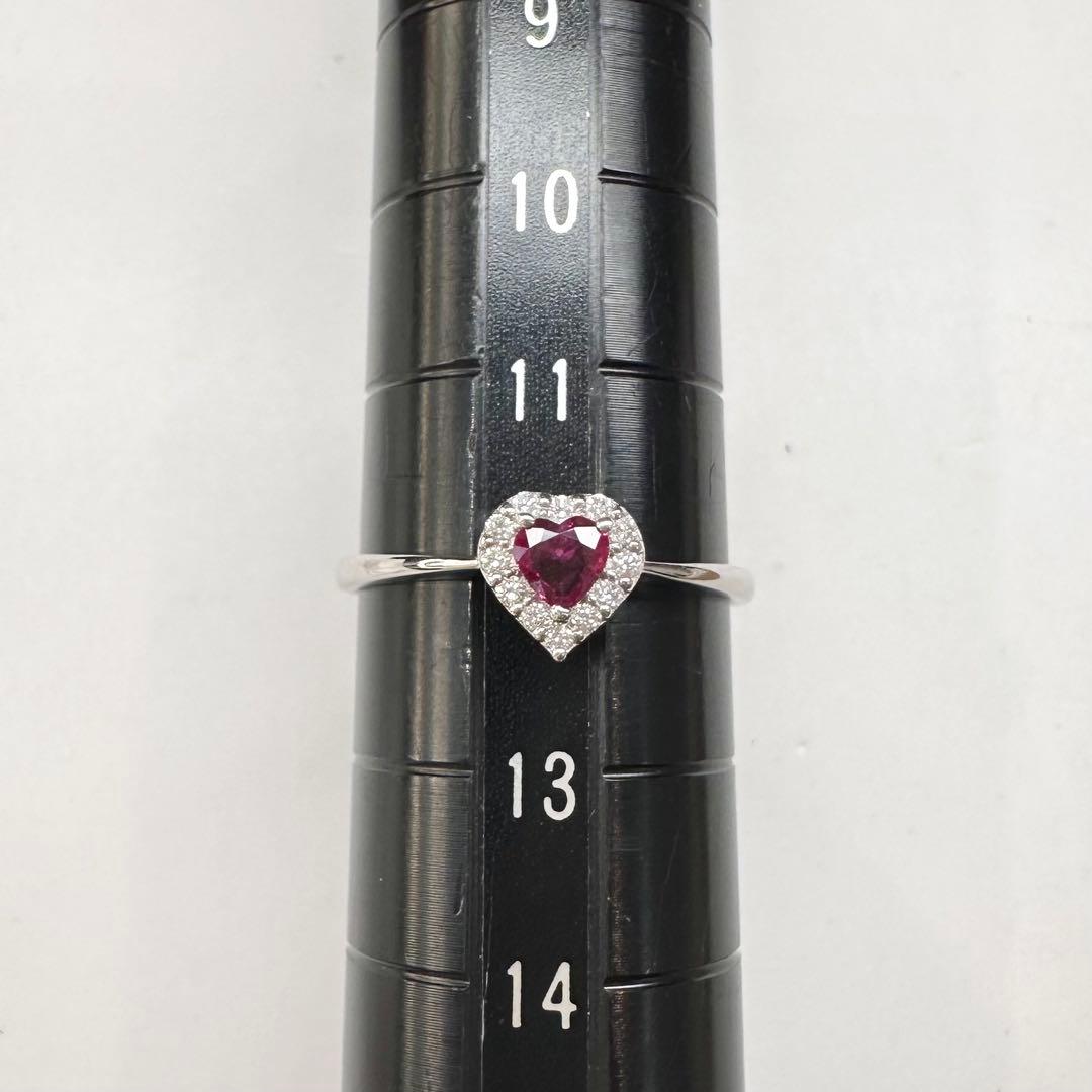 【美品】PT900 ルビー 0.16ct リング ハートカート