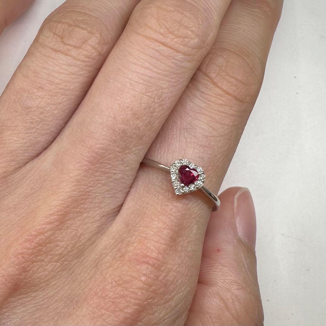 【美品】PT900 ルビー 0.16ct リング ハートカート
