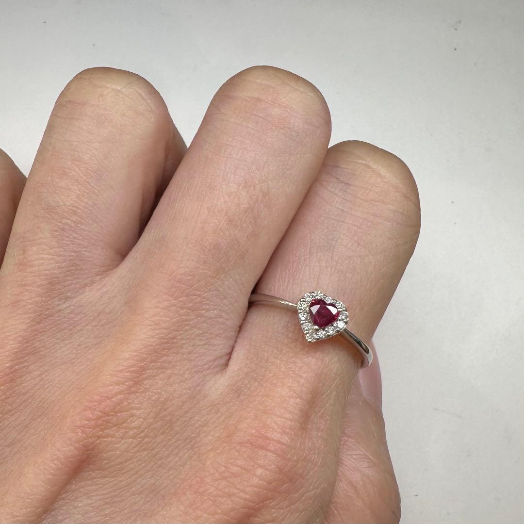 【美品】PT900 ルビー 0.16ct リング ハートカート