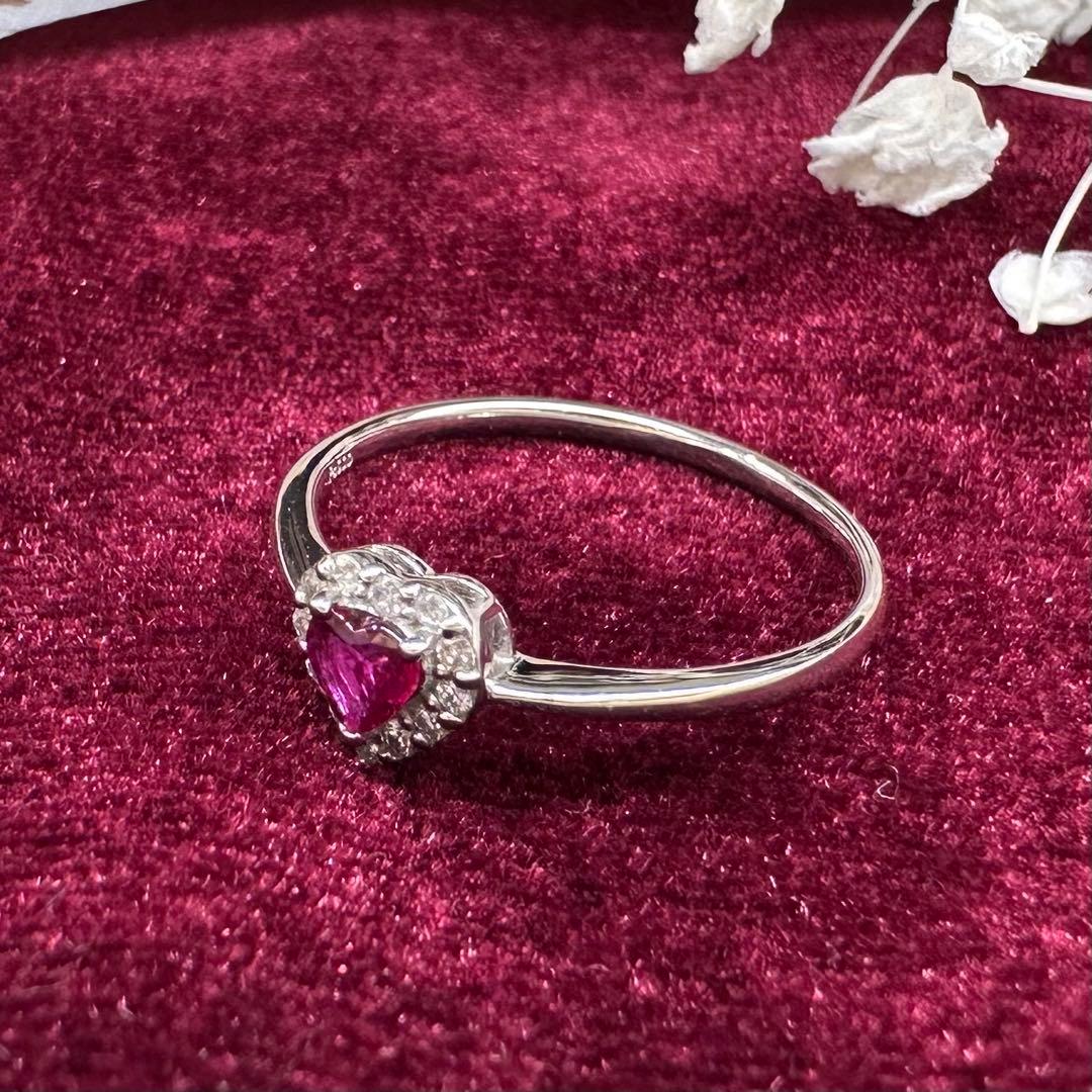 【美品】PT900 ルビー 0.16ct リング ハートカート