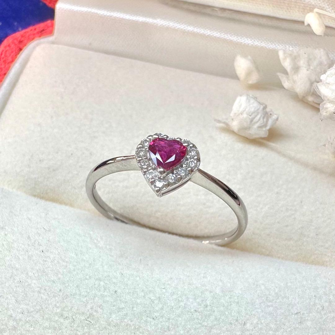 【美品】PT900 ルビー 0.16ct リング ハートカート