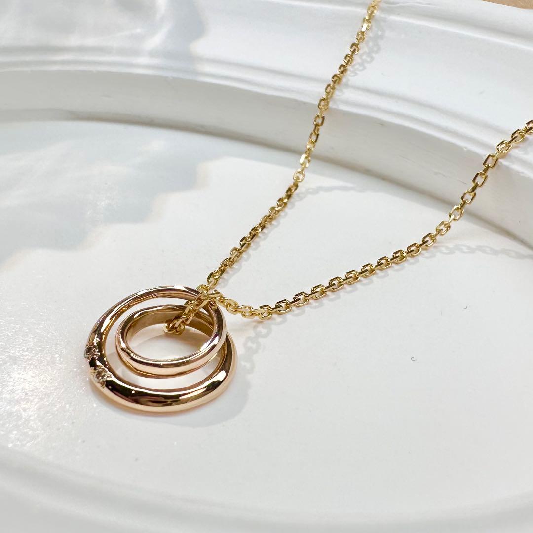 【K18】ダイヤモンド 0.01ct サークルデザイン ネックレス