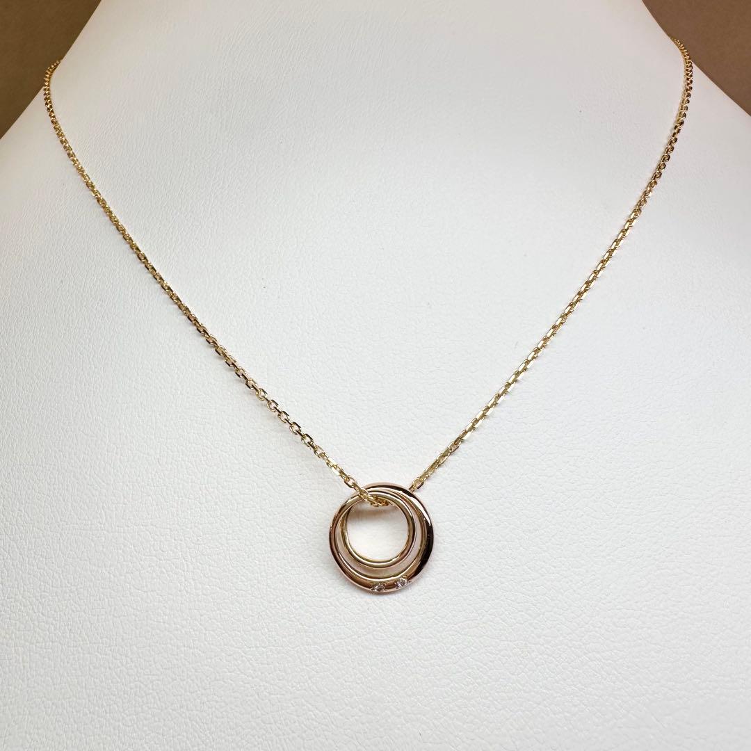 【K18】ダイヤモンド 0.01ct サークルデザイン ネックレス