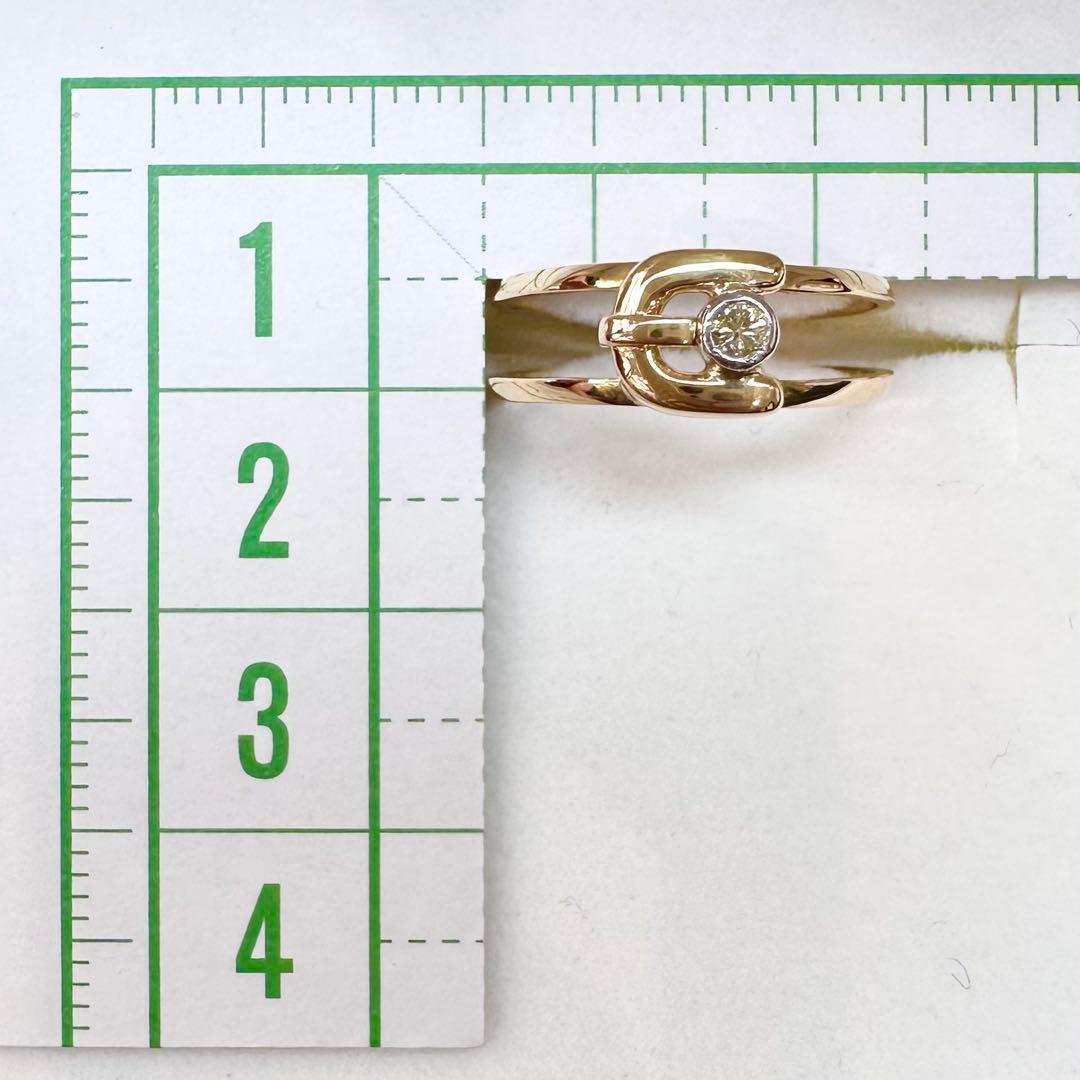 【美品】PT900/K18 ダイヤモンド 0.05ct リング ベルトタイプ