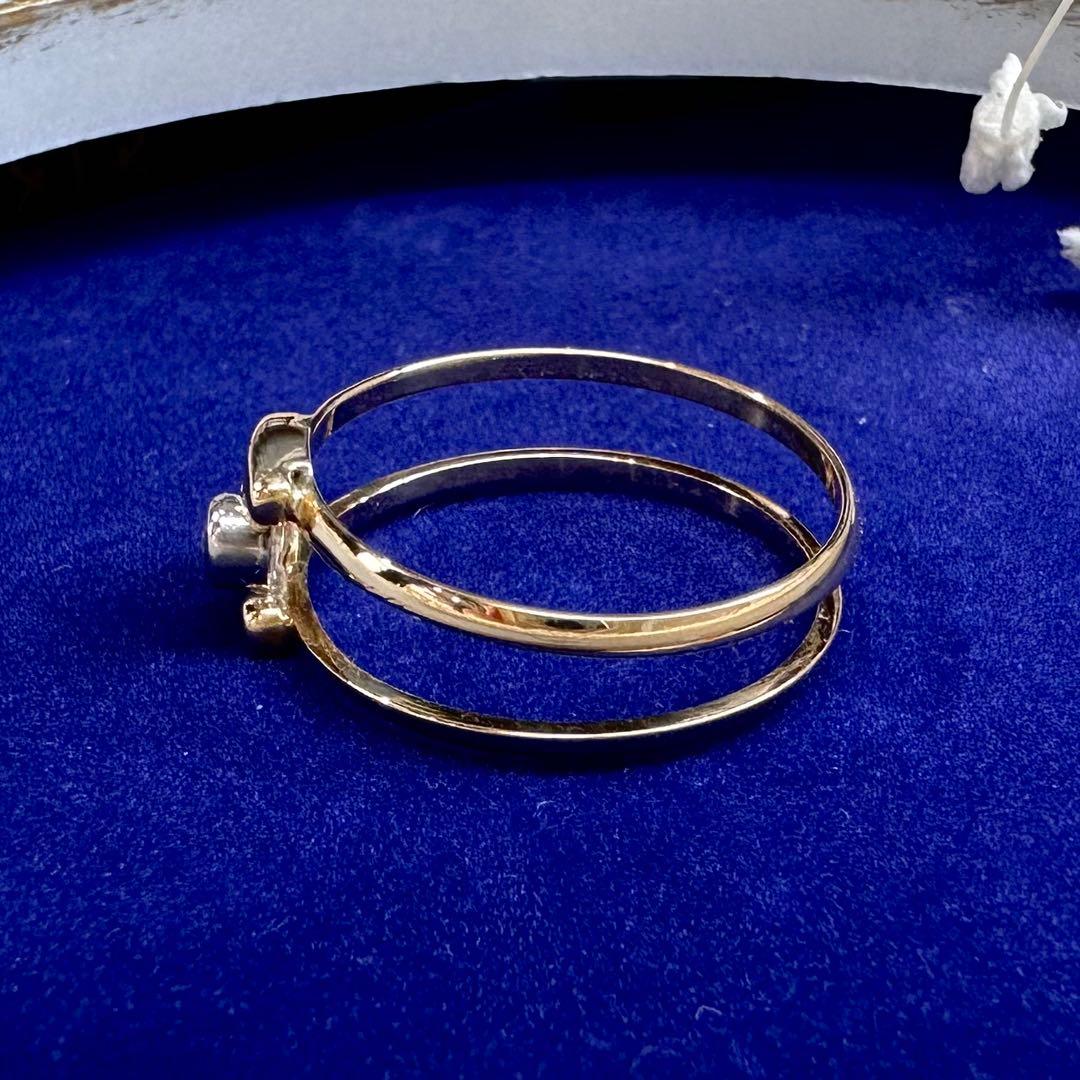【美品】PT900/K18 ダイヤモンド 0.05ct リング ベルトタイプ